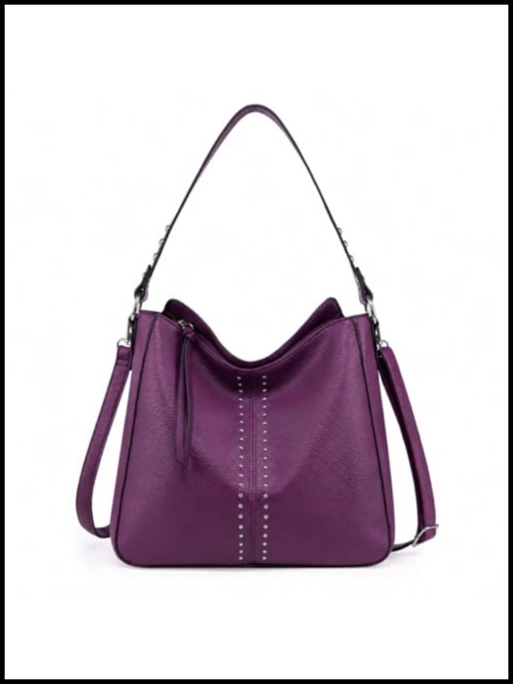 Faux Leather Hobo Bag for Women Crossbody Purse Shoulder Bag with Studs